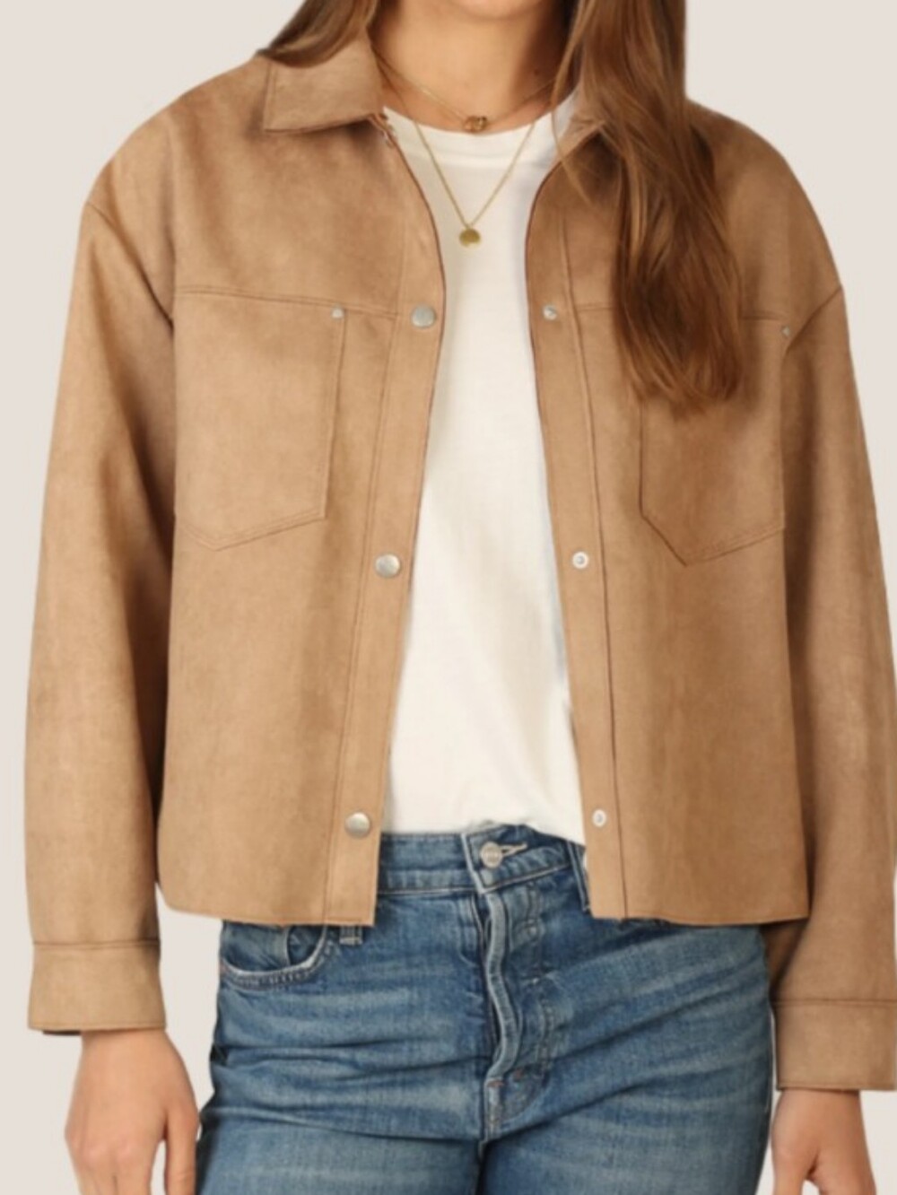 Zara Tan Faux Suede Jacket M